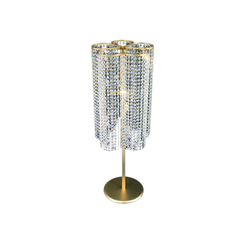 Crystal Beaded Tassel Drape Table Light Modernist 1-Light Hotel Night Stand Lamp in Gold Clearhalo 'Lamps' 'Table Lamps' Lighting' 788063