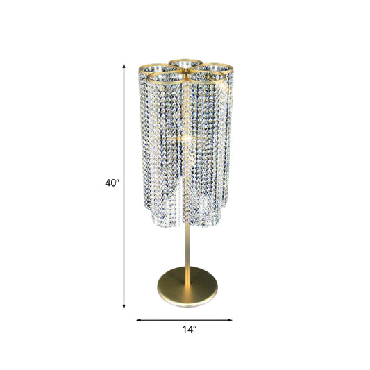 Crystal Beaded Tassel Drape Table Light Modernist 1-Light Hotel Night Stand Lamp in Gold Clearhalo 'Lamps' 'Table Lamps' Lighting' 788064