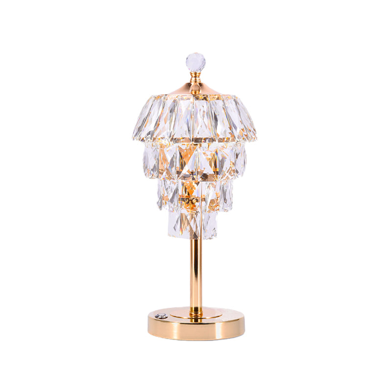 Crystal Rose Gold Table Lamp 4-Tier Tapered 1 Bulb Modern Stylish Nightstand Light Clearhalo 'Lamps' 'Table Lamps' Lighting' 788100