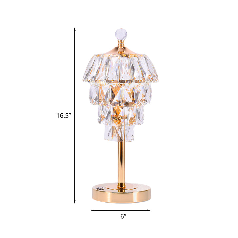 Crystal Rose Gold Table Lamp 4-Tier Tapered 1 Bulb Modern Stylish Nightstand Light Clearhalo 'Lamps' 'Table Lamps' Lighting' 788101