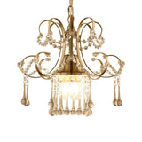 Gold 3 Lights Ceiling Chandelier Contemporary Metal Scrolling Pendulum Lamp with Crystal Accent Clearhalo 'Ceiling Lights' 'Chandeliers' 'Modern Chandeliers' 'Modern' Lighting' 790348