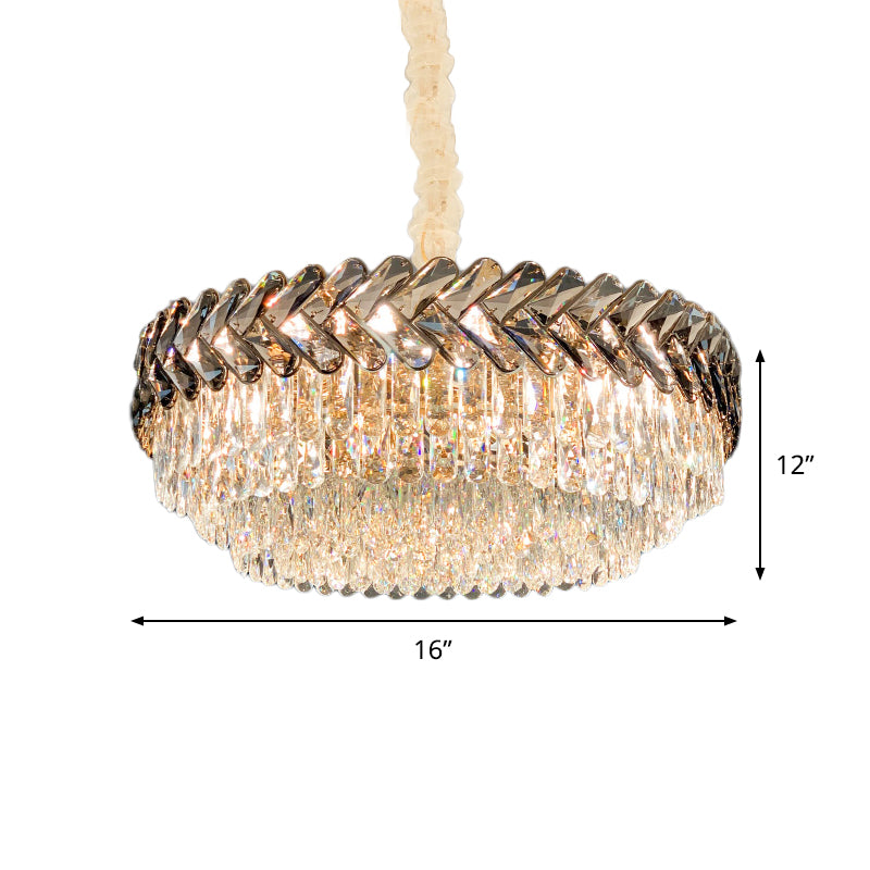 Gold 3-Tier Pendant Chandelier Modernist Beveled Crystal 5-Light Living Room Hanging Lamp Kit Clearhalo 'Ceiling Lights' 'Chandeliers' 'Modern Chandeliers' 'Modern' Lighting' 790391