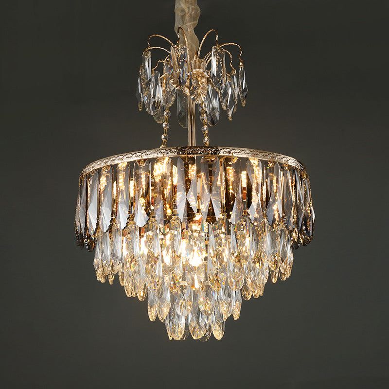 Contemporary Conic Hanging Chandelier 8-Head Crystal Block LED Ceiling Pendant Light in Gold Clearhalo 'Ceiling Lights' 'Chandeliers' 'Modern Chandeliers' 'Modern' Lighting' 790394