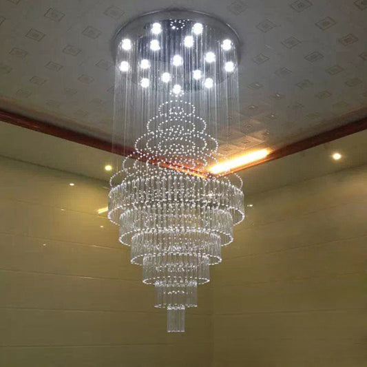 Chrome Tiered Ceiling Mounted Fixture Modern Crystal Tube 4-Light Stairway LED Flushmount Light Chrome Clearhalo 'Ceiling Lights' 'Close To Ceiling Lights' 'Close to ceiling' 'Flush mount' Lighting' 790427