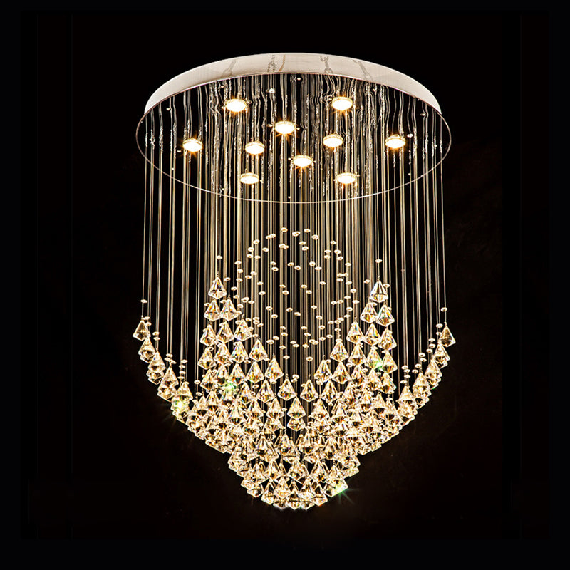 8 Heads Flush Ceiling Light Fixture Modernism Raindrop Crystal Diamond Flush Mounted Lamp in Chrome Clearhalo 'Ceiling Lights' 'Close To Ceiling Lights' 'Close to ceiling' 'Flush mount' Lighting' 790437