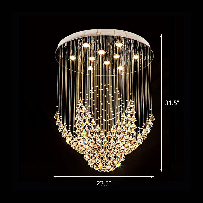 8 Heads Flush Ceiling Light Fixture Modernism Raindrop Crystal Diamond Flush Mounted Lamp in Chrome Clearhalo 'Ceiling Lights' 'Close To Ceiling Lights' 'Close to ceiling' 'Flush mount' Lighting' 790438