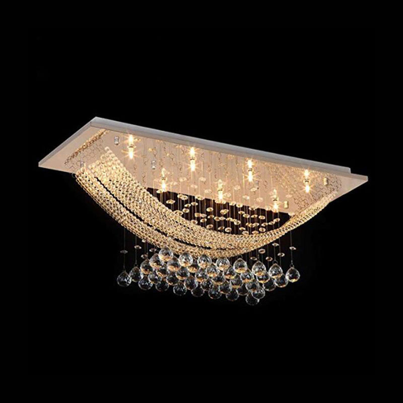 Contemporary Rectangle Flush Mount Lamp 8 Lights Crystal Ball Flushmount Light in Chrome Clearhalo 'Ceiling Lights' 'Close To Ceiling Lights' 'Close to ceiling' 'Flush mount' Lighting' 790441