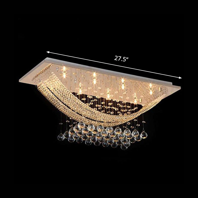 Contemporary Rectangle Flush Mount Lamp 8 Lights Crystal Ball Flushmount Light in Chrome Clearhalo 'Ceiling Lights' 'Close To Ceiling Lights' 'Close to ceiling' 'Flush mount' Lighting' 790442