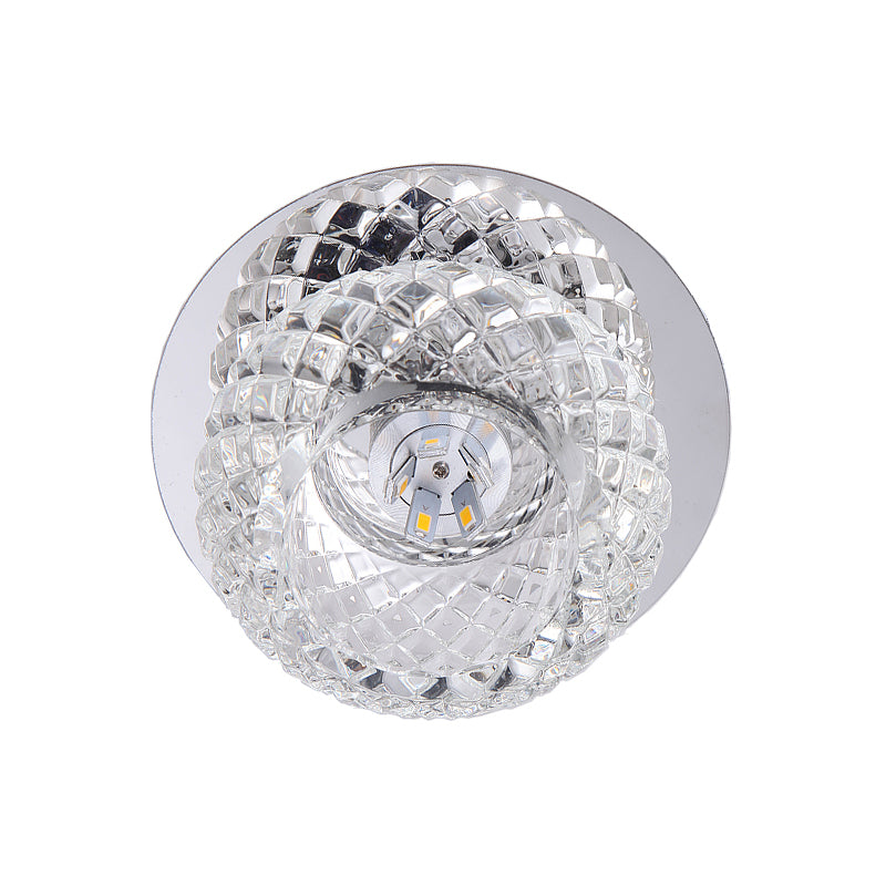 LED Clear Crystal Glass Flushmount Lighting Modern Chrome Sphere Corridor Flush Lamp Fixture Clearhalo 'Ceiling Lights' 'Close To Ceiling Lights' 'Close to ceiling' 'Flush mount' Lighting' 790444