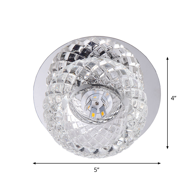 LED Clear Crystal Glass Flushmount Lighting Modern Chrome Sphere Corridor Flush Lamp Fixture Clearhalo 'Ceiling Lights' 'Close To Ceiling Lights' 'Close to ceiling' 'Flush mount' Lighting' 790446