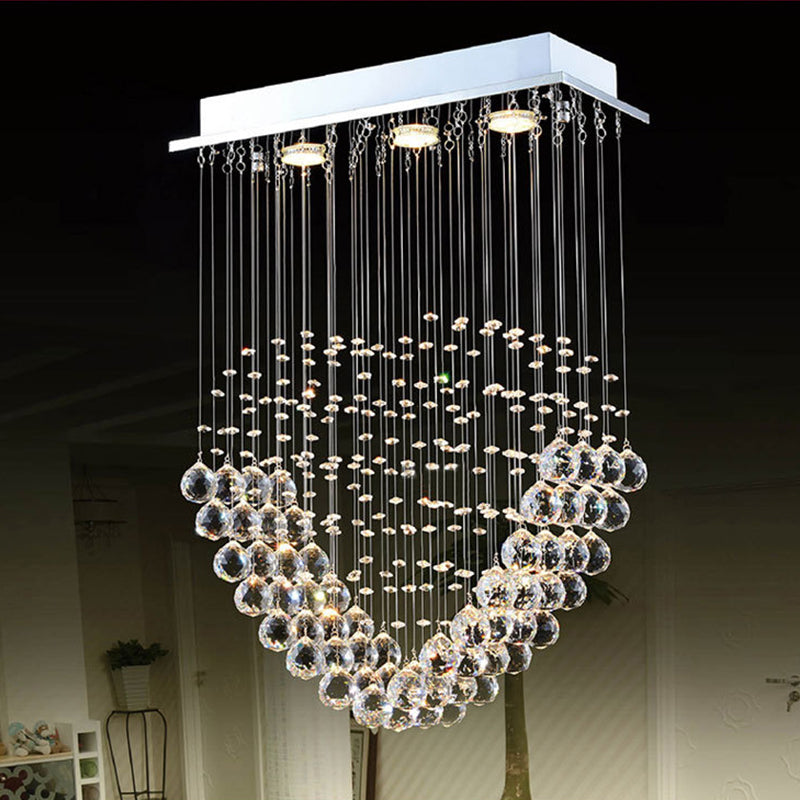 Loving Heart Shape Crystal Orb Flush Lighting Modernism LED Restaurant Flush Mount Lamp in Chrome Chrome A Clearhalo 'Ceiling Lights' 'Close To Ceiling Lights' 'Close to ceiling' 'Flush mount' Lighting' 790447