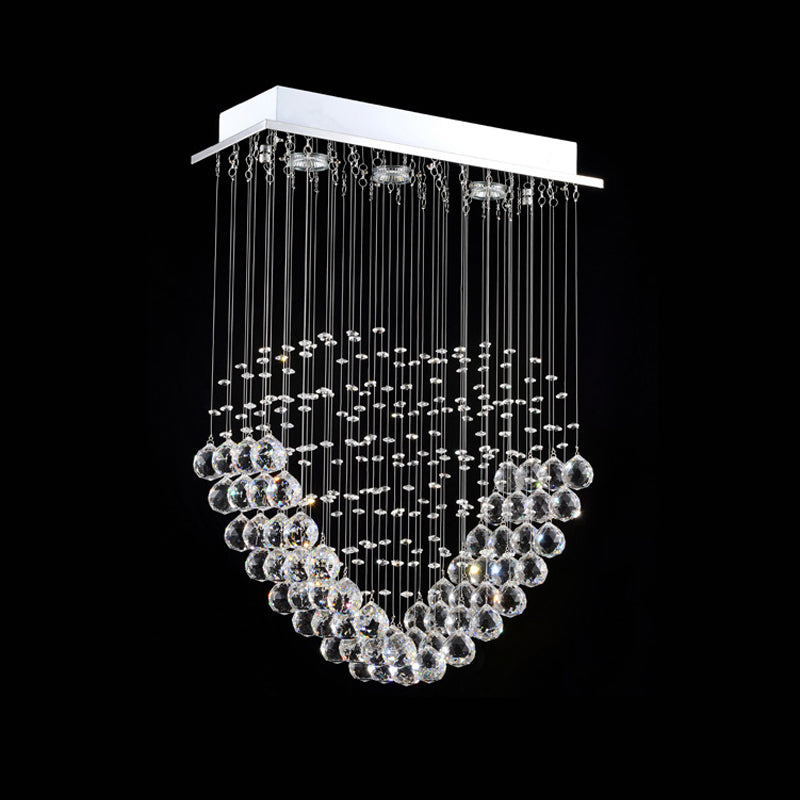 Loving Heart Shape Crystal Orb Flush Lighting Modernism LED Restaurant Flush Mount Lamp in Chrome Clearhalo 'Ceiling Lights' 'Close To Ceiling Lights' 'Close to ceiling' 'Flush mount' Lighting' 790448