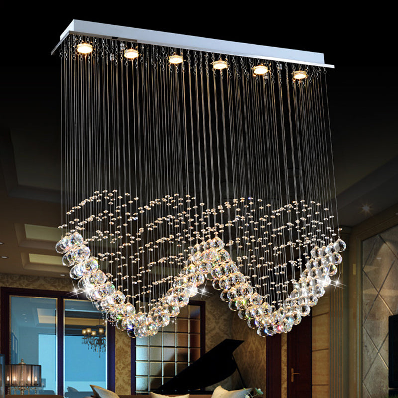 Loving Heart Shape Crystal Orb Flush Lighting Modernism LED Restaurant Flush Mount Lamp in Chrome Chrome B Clearhalo 'Ceiling Lights' 'Close To Ceiling Lights' 'Close to ceiling' 'Flush mount' Lighting' 790451