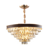 Gold 6-Tier Tapered Pendant Light Contemporary Crystal 9 Bulbs Dining Room Chandelier Clearhalo 'Ceiling Lights' 'Chandeliers' 'Modern Chandeliers' 'Modern' Lighting' 790487