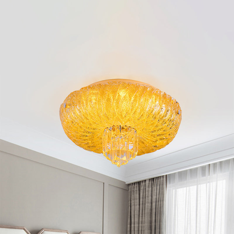 Faceted Crystal Gold Flush Mount Lighting Bowl Shade LED Contemporary Ceiling Lamp Clearhalo 'Ceiling Lights' 'Close To Ceiling Lights' 'Close to ceiling' 'Flush mount' Lighting' 790498