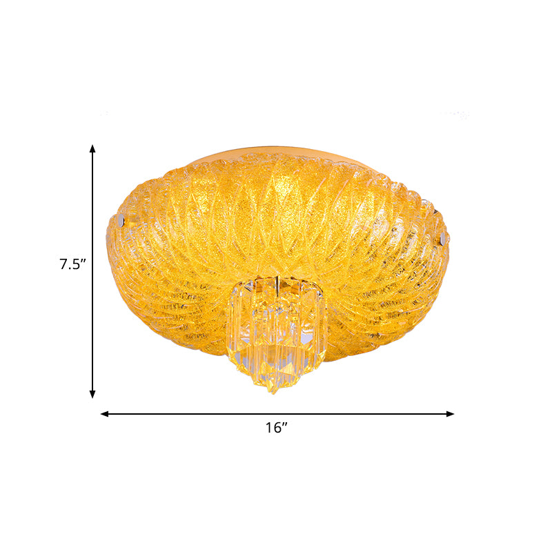 Faceted Crystal Gold Flush Mount Lighting Bowl Shade LED Contemporary Ceiling Lamp Clearhalo 'Ceiling Lights' 'Close To Ceiling Lights' 'Close to ceiling' 'Flush mount' Lighting' 790500