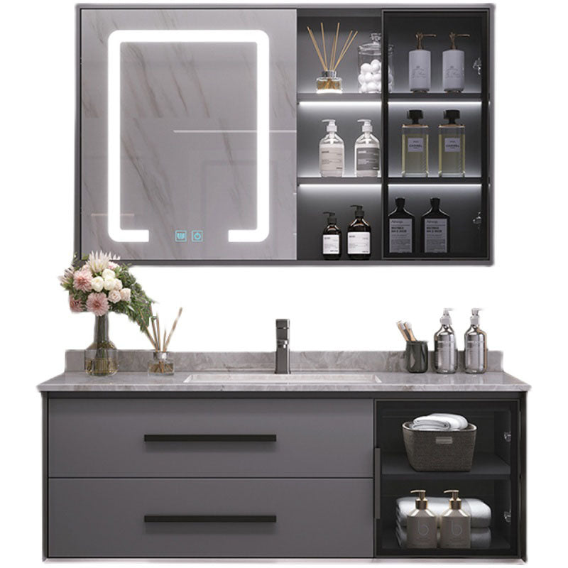 Wall Mount Mirror Included Bath Vanity with Faucet Drawers for Bathroom Clearhalo 'Bathroom Remodel & Bathroom Fixtures' 'Bathroom Vanities' 'bathroom_vanities' 'Home Improvement' 'home_improvement' 'home_improvement_bathroom_vanities' 7905357