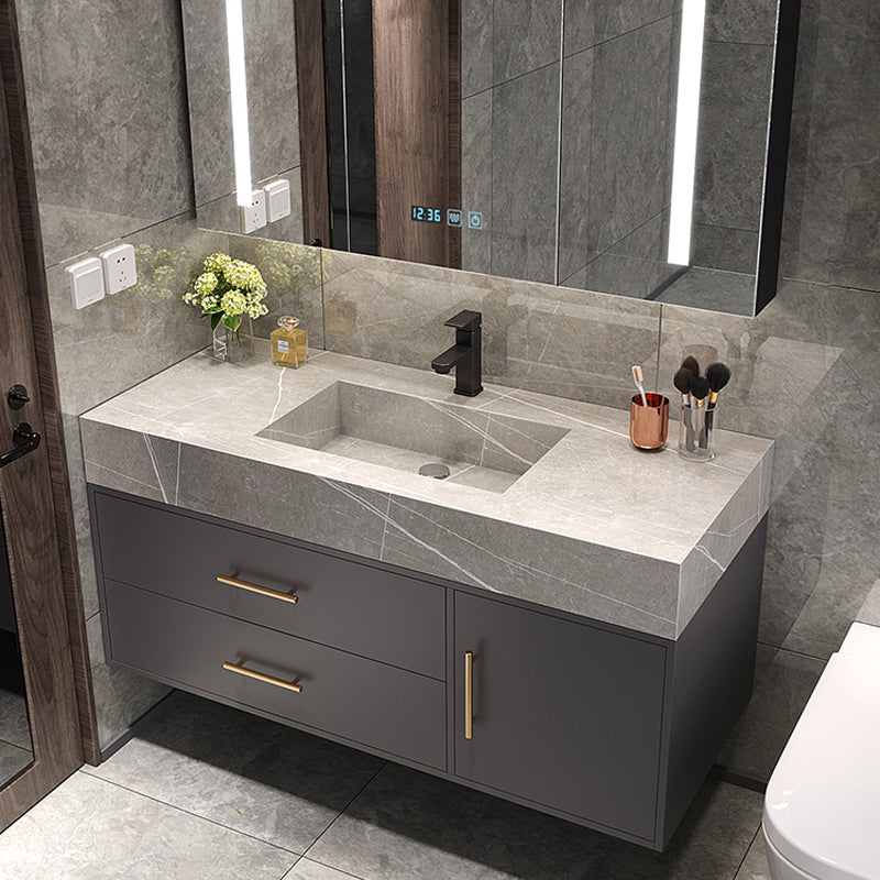 Wall Mount Mirror Included Sink Vanity with Drawers Doors for Bathroom Clearhalo 'Bathroom Remodel & Bathroom Fixtures' 'Bathroom Vanities' 'bathroom_vanities' 'Home Improvement' 'home_improvement' 'home_improvement_bathroom_vanities' 7905369