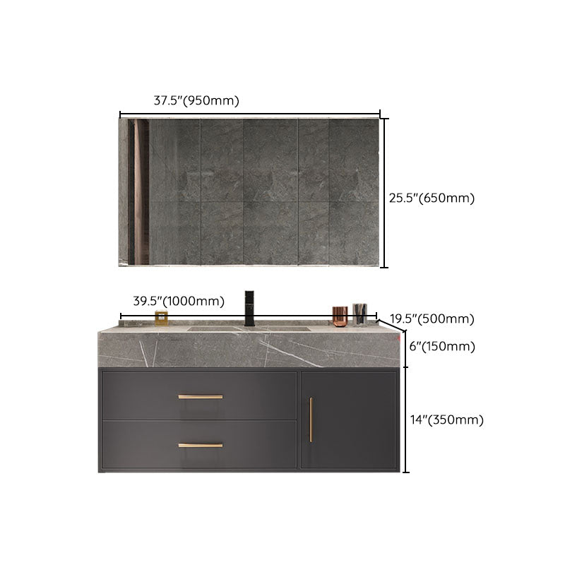 Wall Mount Mirror Included Sink Vanity with Drawers Doors for Bathroom Clearhalo 'Bathroom Remodel & Bathroom Fixtures' 'Bathroom Vanities' 'bathroom_vanities' 'Home Improvement' 'home_improvement' 'home_improvement_bathroom_vanities' 7905381