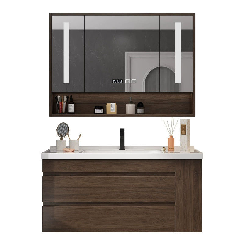 Wall Mount Mirror Included Sink Vanity with Faucet Drawers for Bathroom Vanity & Faucet & Smart Medicine Cabinet Clearhalo 'Bathroom Remodel & Bathroom Fixtures' 'Bathroom Vanities' 'bathroom_vanities' 'Home Improvement' 'home_improvement' 'home_improvement_bathroom_vanities' 7905409