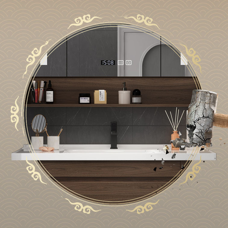 Wall Mount Mirror Included Sink Vanity with Faucet Drawers for Bathroom Clearhalo 'Bathroom Remodel & Bathroom Fixtures' 'Bathroom Vanities' 'bathroom_vanities' 'Home Improvement' 'home_improvement' 'home_improvement_bathroom_vanities' 7905413