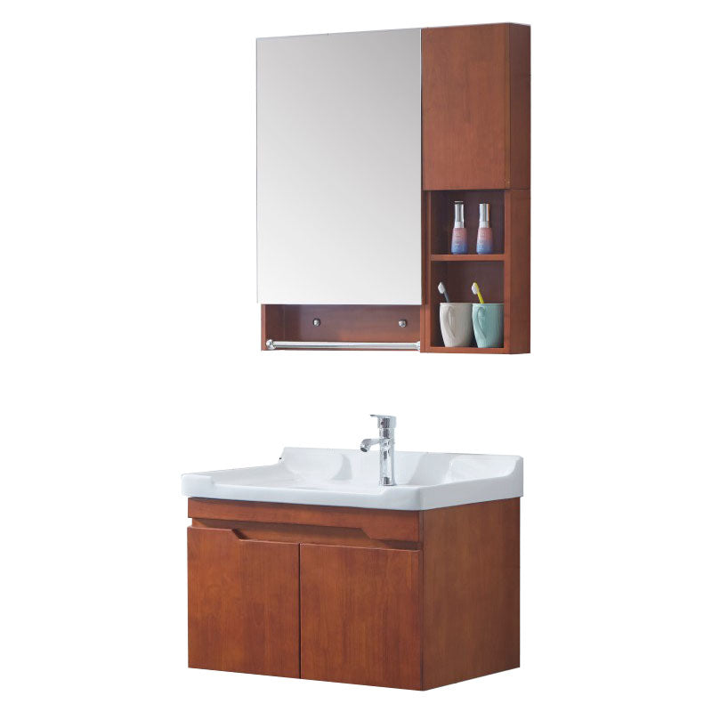 Mirror Included Wall Mount Sink Vanity with Sink for Bathroom Vanity & Faucet & Mirror Cabinet 28"L x 19"W x 17"H Clearhalo 'Bathroom Remodel & Bathroom Fixtures' 'Bathroom Vanities' 'bathroom_vanities' 'Home Improvement' 'home_improvement' 'home_improvement_bathroom_vanities' 7905428