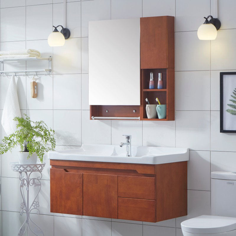 Mirror Included Wall Mount Sink Vanity with Sink for Bathroom Clearhalo 'Bathroom Remodel & Bathroom Fixtures' 'Bathroom Vanities' 'bathroom_vanities' 'Home Improvement' 'home_improvement' 'home_improvement_bathroom_vanities' 7905429