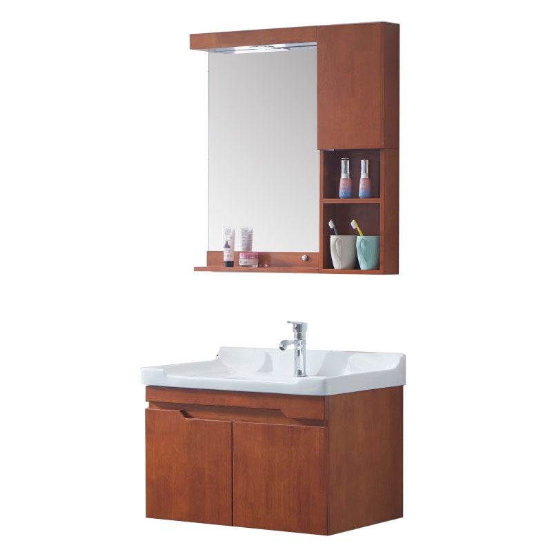 Mirror Included Wall Mount Sink Vanity with Sink for Bathroom Vanity & Faucet & Mirror & Sideboard 28"L x 19"W x 17"H Clearhalo 'Bathroom Remodel & Bathroom Fixtures' 'Bathroom Vanities' 'bathroom_vanities' 'Home Improvement' 'home_improvement' 'home_improvement_bathroom_vanities' 7905434