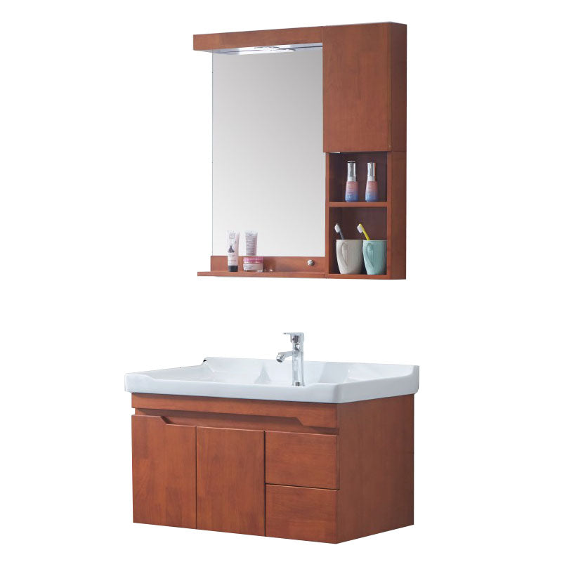 Mirror Included Wall Mount Sink Vanity with Sink for Bathroom Vanity & Faucet & Mirror & Sideboard 31"L x 19"W x 17"H Clearhalo 'Bathroom Remodel & Bathroom Fixtures' 'Bathroom Vanities' 'bathroom_vanities' 'Home Improvement' 'home_improvement' 'home_improvement_bathroom_vanities' 7905437