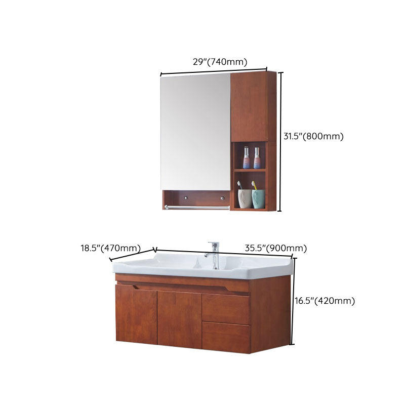 Mirror Included Wall Mount Sink Vanity with Sink for Bathroom Clearhalo 'Bathroom Remodel & Bathroom Fixtures' 'Bathroom Vanities' 'bathroom_vanities' 'Home Improvement' 'home_improvement' 'home_improvement_bathroom_vanities' 7905444