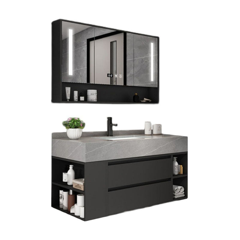 Wall Mount Mirror Included Sink Vanity with Drawers Faucet for Bathroom Clearhalo 'Bathroom Remodel & Bathroom Fixtures' 'Bathroom Vanities' 'bathroom_vanities' 'Home Improvement' 'home_improvement' 'home_improvement_bathroom_vanities' 7905456