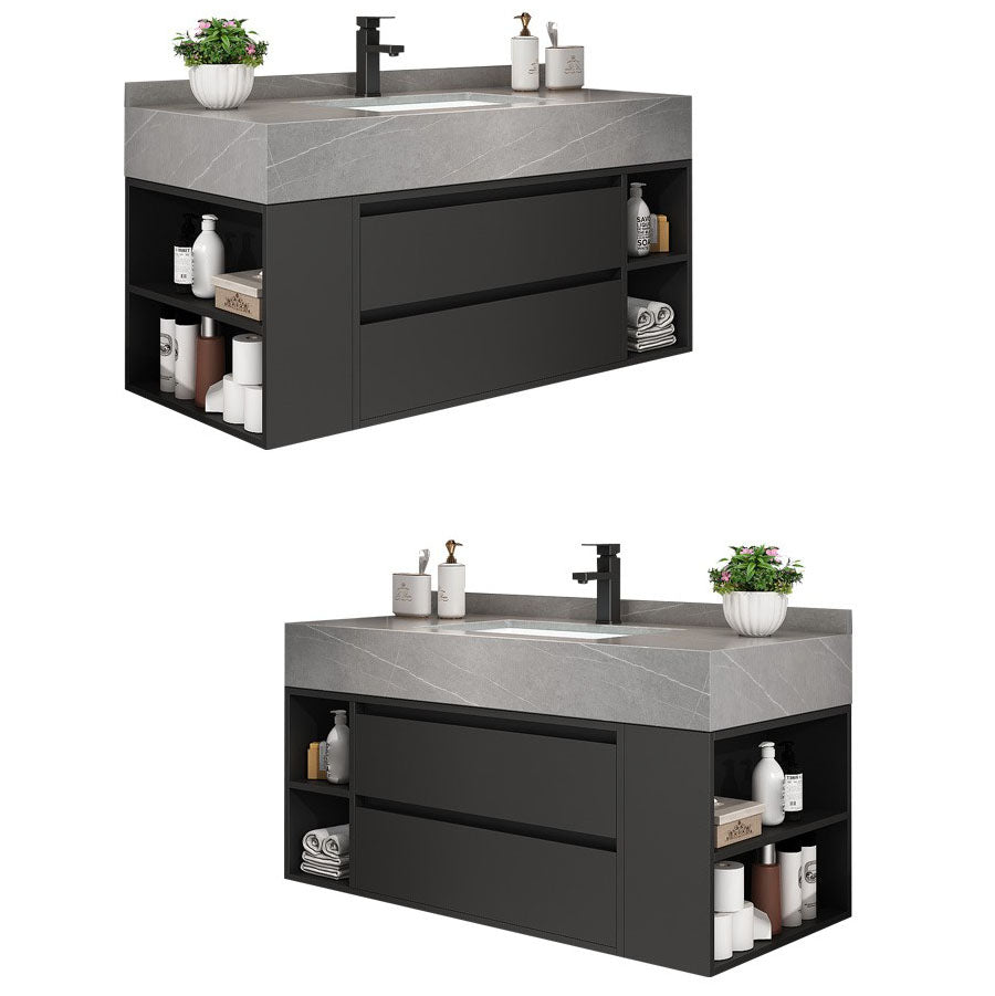 Wall Mount Mirror Included Sink Vanity with Drawers Faucet for Bathroom Clearhalo 'Bathroom Remodel & Bathroom Fixtures' 'Bathroom Vanities' 'bathroom_vanities' 'Home Improvement' 'home_improvement' 'home_improvement_bathroom_vanities' 7905460