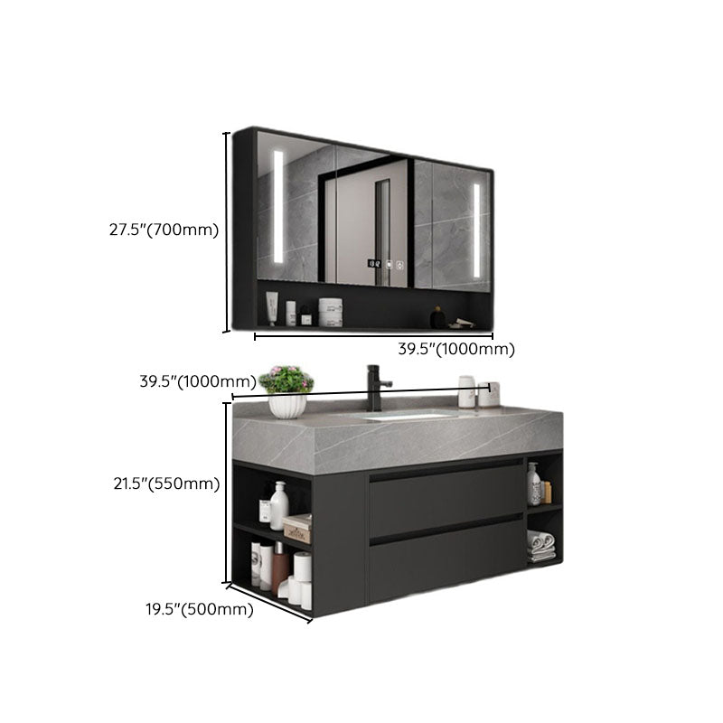 Wall Mount Mirror Included Sink Vanity with Drawers Faucet for Bathroom Clearhalo 'Bathroom Remodel & Bathroom Fixtures' 'Bathroom Vanities' 'bathroom_vanities' 'Home Improvement' 'home_improvement' 'home_improvement_bathroom_vanities' 7905461