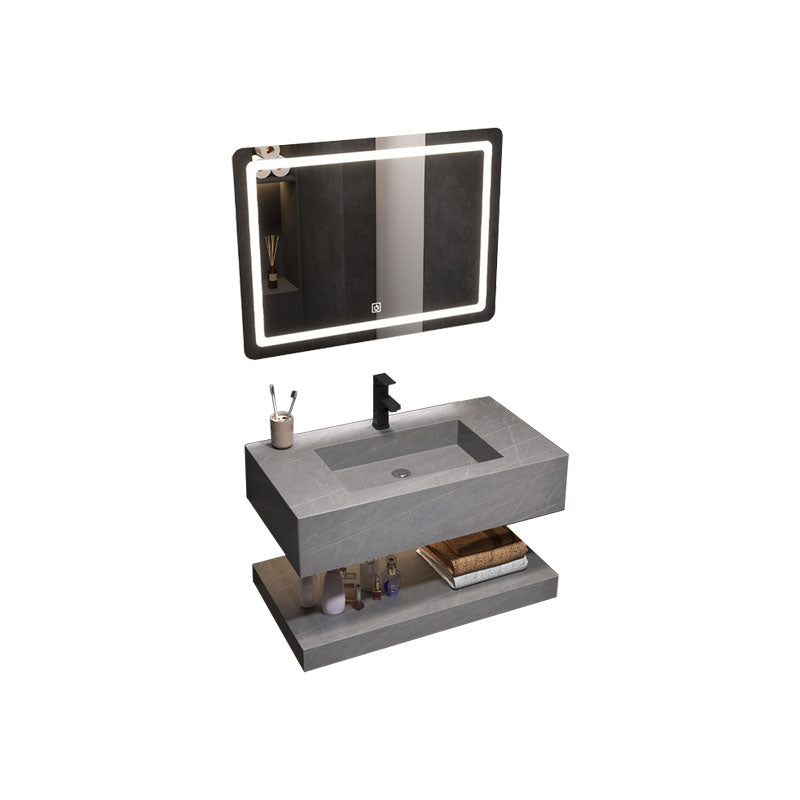 Wall Mount Mirror Included Sink Vanity for Bathroom with Sink Faucet Vanity & Faucet & Smart Mirror Stone Clearhalo 'Bathroom Remodel & Bathroom Fixtures' 'Bathroom Vanities' 'bathroom_vanities' 'Home Improvement' 'home_improvement' 'home_improvement_bathroom_vanities' 7905468