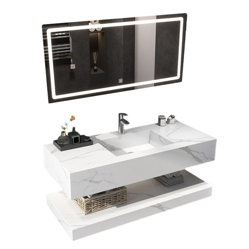 Wall Mount Mirror Included Sink Vanity for Bathroom with Sink Faucet Clearhalo 'Bathroom Remodel & Bathroom Fixtures' 'Bathroom Vanities' 'bathroom_vanities' 'Home Improvement' 'home_improvement' 'home_improvement_bathroom_vanities' 7905474