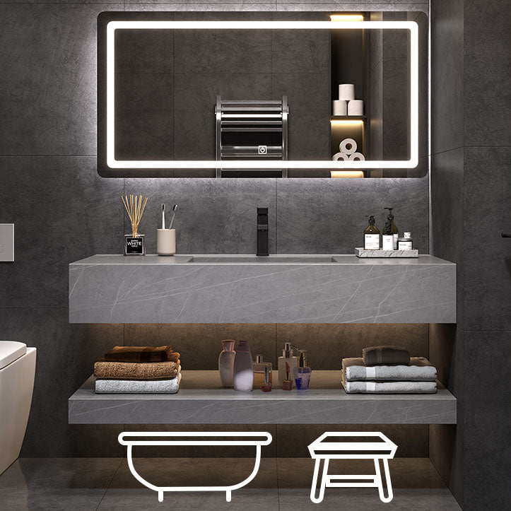 Wall Mount Mirror Included Sink Vanity for Bathroom with Sink Faucet Clearhalo 'Bathroom Remodel & Bathroom Fixtures' 'Bathroom Vanities' 'bathroom_vanities' 'Home Improvement' 'home_improvement' 'home_improvement_bathroom_vanities' 7905478