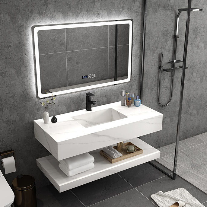 Wall Mount Mirror Included Sink Vanity for Bathroom with Sink Faucet Clearhalo 'Bathroom Remodel & Bathroom Fixtures' 'Bathroom Vanities' 'bathroom_vanities' 'Home Improvement' 'home_improvement' 'home_improvement_bathroom_vanities' 7905479