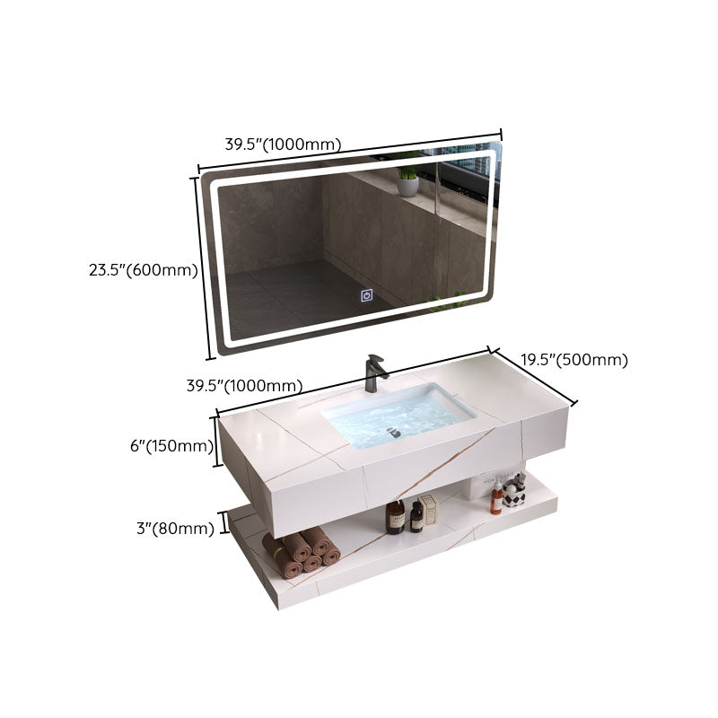 Wall Mount Mirror Included Sink Vanity for Bathroom with Sink Faucet Clearhalo 'Bathroom Remodel & Bathroom Fixtures' 'Bathroom Vanities' 'bathroom_vanities' 'Home Improvement' 'home_improvement' 'home_improvement_bathroom_vanities' 7905490
