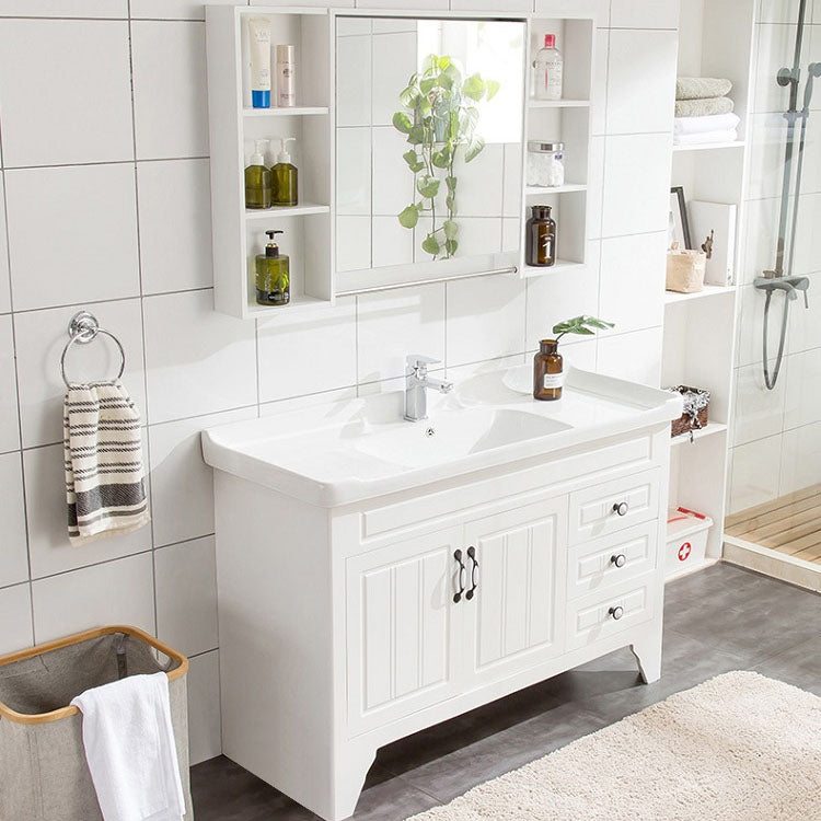 Freestanding Wood Mirror Included Sink Vanity with Sink for Bathroom Clearhalo 'Bathroom Remodel & Bathroom Fixtures' 'Bathroom Vanities' 'bathroom_vanities' 'Home Improvement' 'home_improvement' 'home_improvement_bathroom_vanities' 7905493