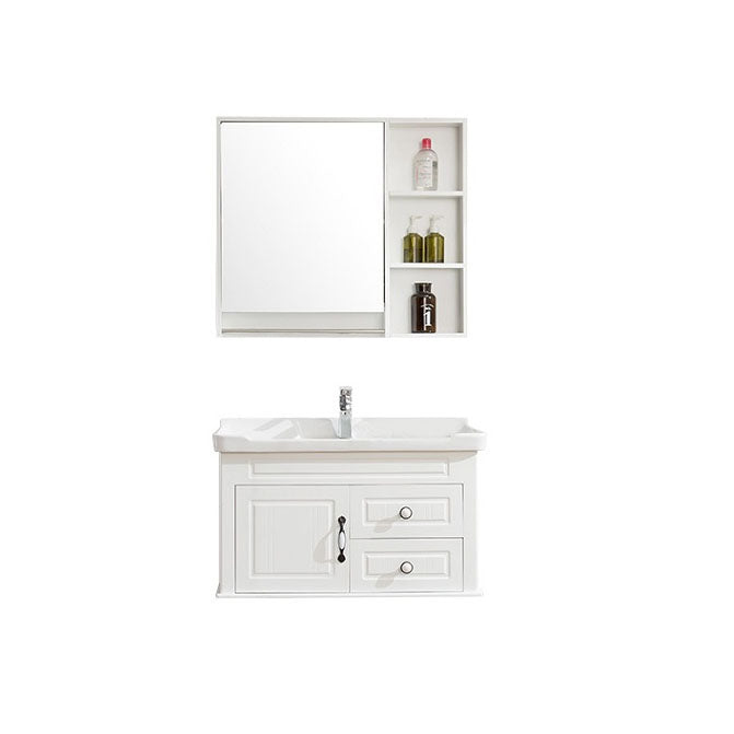 Freestanding Wood Mirror Included Sink Vanity with Sink for Bathroom Clearhalo 'Bathroom Remodel & Bathroom Fixtures' 'Bathroom Vanities' 'bathroom_vanities' 'Home Improvement' 'home_improvement' 'home_improvement_bathroom_vanities' 7905502