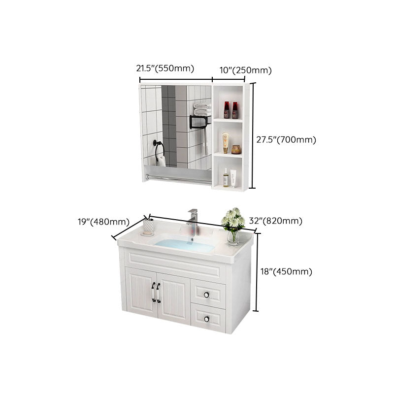 Freestanding Wood Mirror Included Sink Vanity with Sink for Bathroom Clearhalo 'Bathroom Remodel & Bathroom Fixtures' 'Bathroom Vanities' 'bathroom_vanities' 'Home Improvement' 'home_improvement' 'home_improvement_bathroom_vanities' 7905514