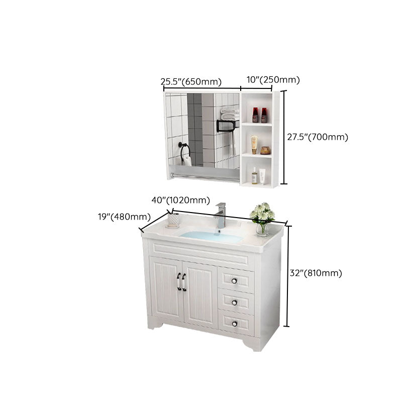 Freestanding Wood Mirror Included Sink Vanity with Sink for Bathroom Clearhalo 'Bathroom Remodel & Bathroom Fixtures' 'Bathroom Vanities' 'bathroom_vanities' 'Home Improvement' 'home_improvement' 'home_improvement_bathroom_vanities' 7905522