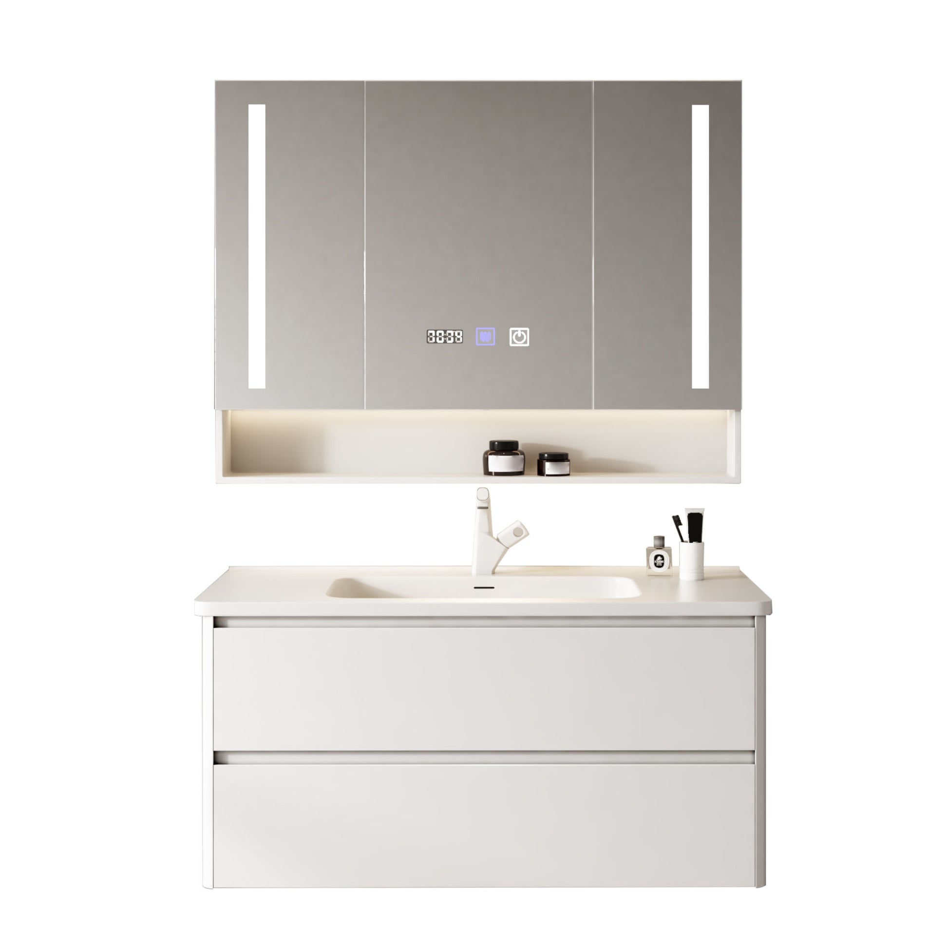 Sink Included Wall Mount Sink Vanity with Faucet Mirror for Bathroom Clearhalo 'Bathroom Remodel & Bathroom Fixtures' 'Bathroom Vanities' 'bathroom_vanities' 'Home Improvement' 'home_improvement' 'home_improvement_bathroom_vanities' 7905531