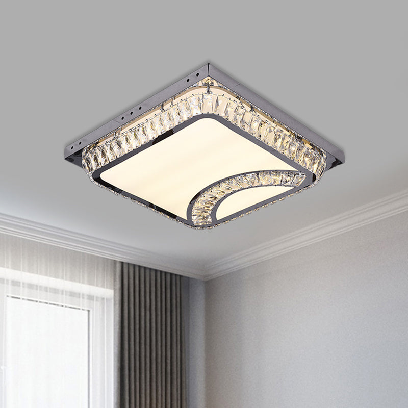 Simple Square Flush Mount Beveled Crystal Embedded LED Ceiling Lighting in Chrome Chrome A Clearhalo 'Ceiling Lights' 'Close To Ceiling Lights' 'Close to ceiling' 'Flush mount' Lighting' 790559