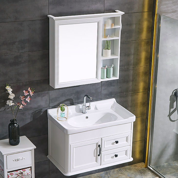 Wall Mount Mirror Included Sink Vanity with Sink for Bathroom Vanity & Faucet & Mirror Cabinet 32"L x 19"W x 20"H White Clearhalo 'Bathroom Remodel & Bathroom Fixtures' 'Bathroom Vanities' 'bathroom_vanities' 'Home Improvement' 'home_improvement' 'home_improvement_bathroom_vanities' 7905591