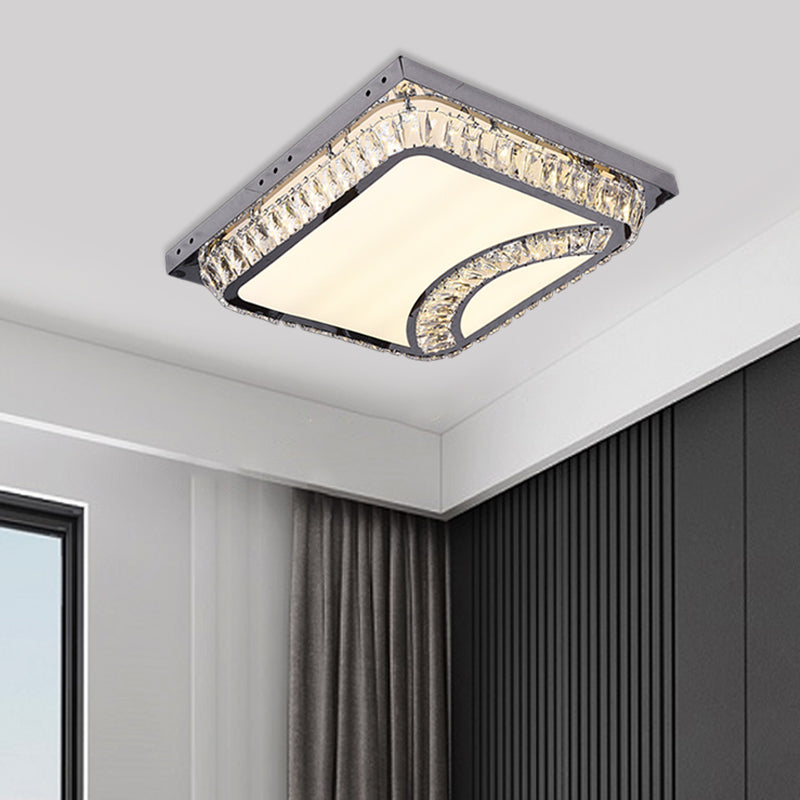 Simple Square Flush Mount Beveled Crystal Embedded LED Ceiling Lighting in Chrome Clearhalo 'Ceiling Lights' 'Close To Ceiling Lights' 'Close to ceiling' 'Flush mount' Lighting' 790560