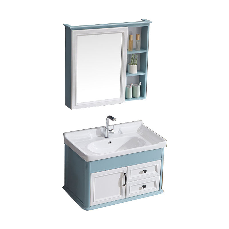 Wall Mount Mirror Included Sink Vanity with Sink for Bathroom Vanity & Faucet & Mirror Cabinet Light Blue Clearhalo 'Bathroom Remodel & Bathroom Fixtures' 'Bathroom Vanities' 'bathroom_vanities' 'Home Improvement' 'home_improvement' 'home_improvement_bathroom_vanities' 7905603