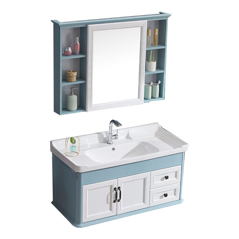 Wall Mount Mirror Included Sink Vanity with Sink for Bathroom Vanity & Faucet & Mirror Cabinet Light Blue Clearhalo 'Bathroom Remodel & Bathroom Fixtures' 'Bathroom Vanities' 'bathroom_vanities' 'Home Improvement' 'home_improvement' 'home_improvement_bathroom_vanities' 7905604