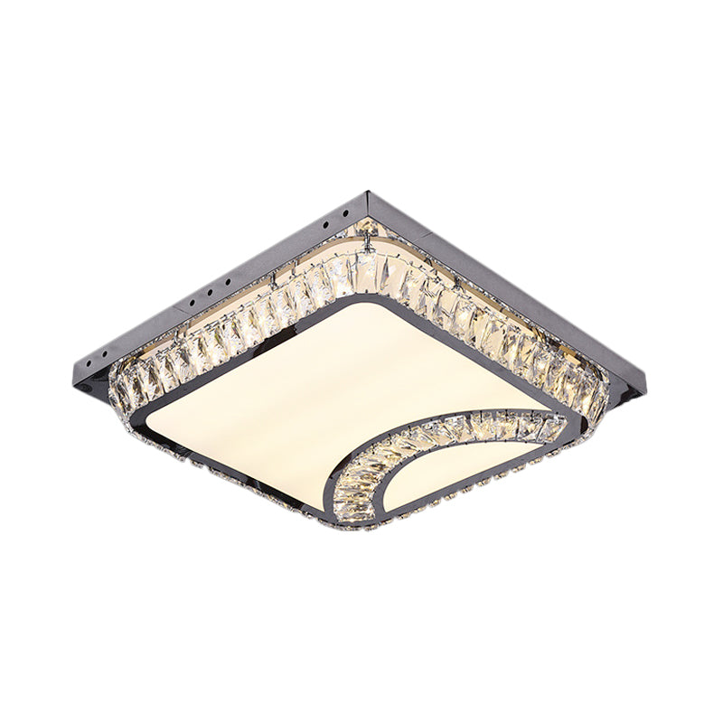 Simple Square Flush Mount Beveled Crystal Embedded LED Ceiling Lighting in Chrome Clearhalo 'Ceiling Lights' 'Close To Ceiling Lights' 'Close to ceiling' 'Flush mount' Lighting' 790561