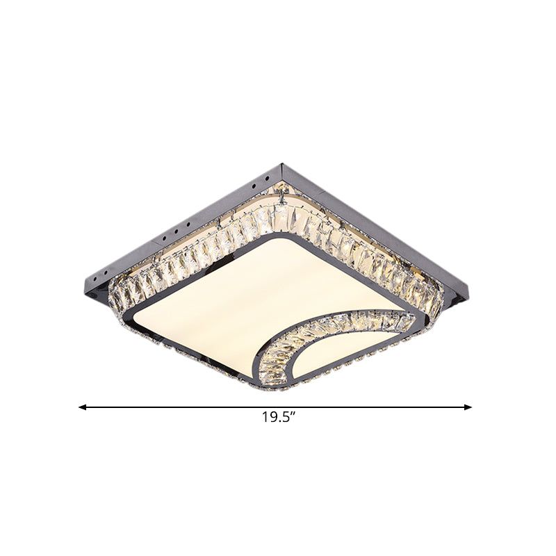 Simple Square Flush Mount Beveled Crystal Embedded LED Ceiling Lighting in Chrome Clearhalo 'Ceiling Lights' 'Close To Ceiling Lights' 'Close to ceiling' 'Flush mount' Lighting' 790562